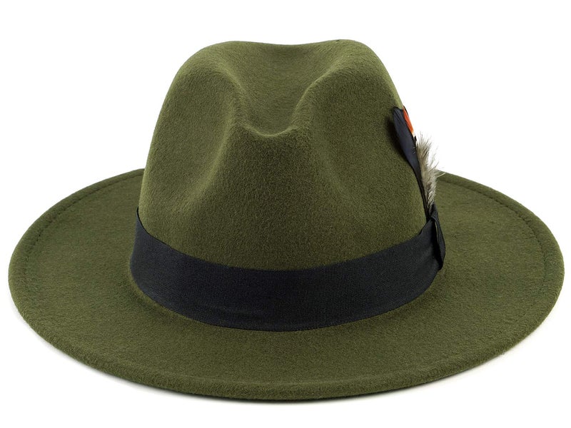 FADACHY Classic Fedora Hat for Men & Women Wide Brim Felt Hat Panama Dress Hat Olive Green Fedora - Image 4